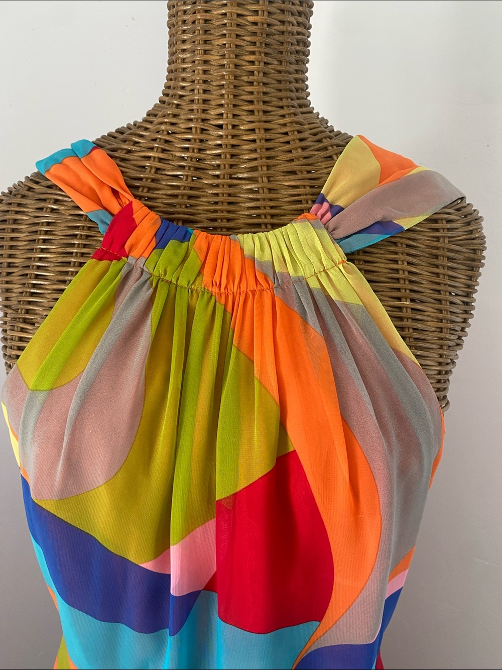 Muse Multicolor Halter Maxi Dress in Orange, Purple, Blue, Pink, Green - Picture 3 of 8